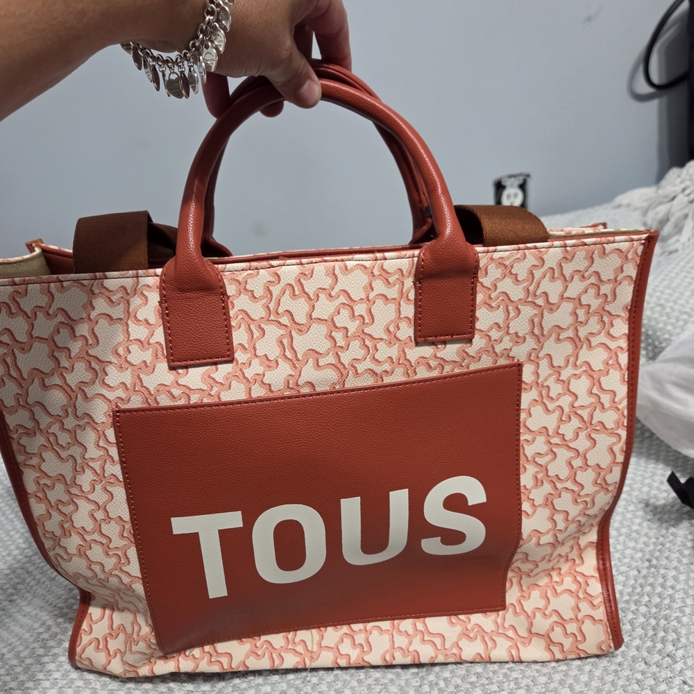 Tous Red and Cream Patterned Tote Bag